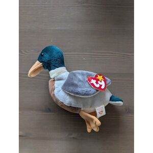 Ty Beanie Babies Jake the Mallard Duck Teal Grey Brown Plush Bird Vintage Toy